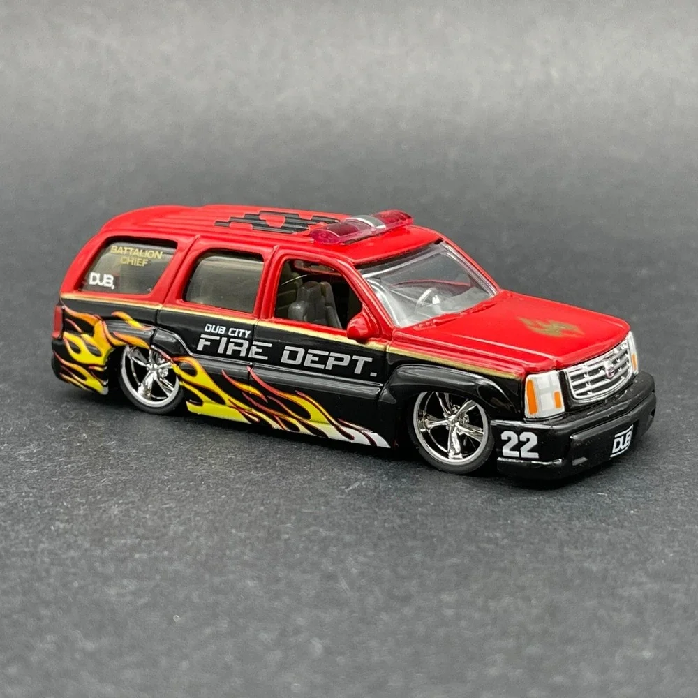 Jada Dub City Cadillac Escalade SUV Red/Black Fire Department Diecast 1/64 Scale